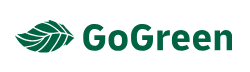 Logo der GoGreen-Versandoption mit grünem Schriftzug und einem Blatt vor dem Begriff